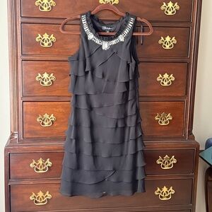 S.L. Fashions Black Layered Mini Dress